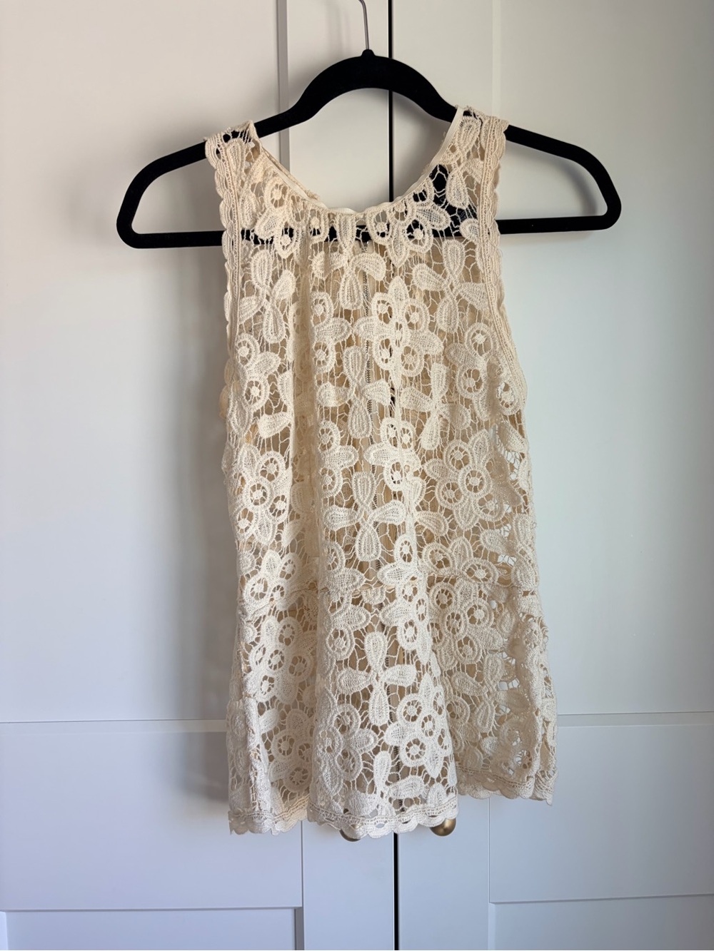 Cynthia Rowley Cream Crochet Lace Tank Zipper Back | S
